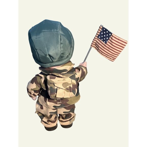 Patriotic American Soldier PLUSH Figure  Camouflage Outfit American Flag - Picture 4 of 15